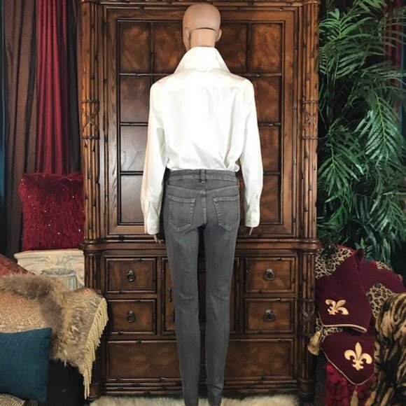 NWOT Lisa Rinna Gray Fringe Step Hem Top Seam Stretch Ankle Jean - Picture 3 of 10